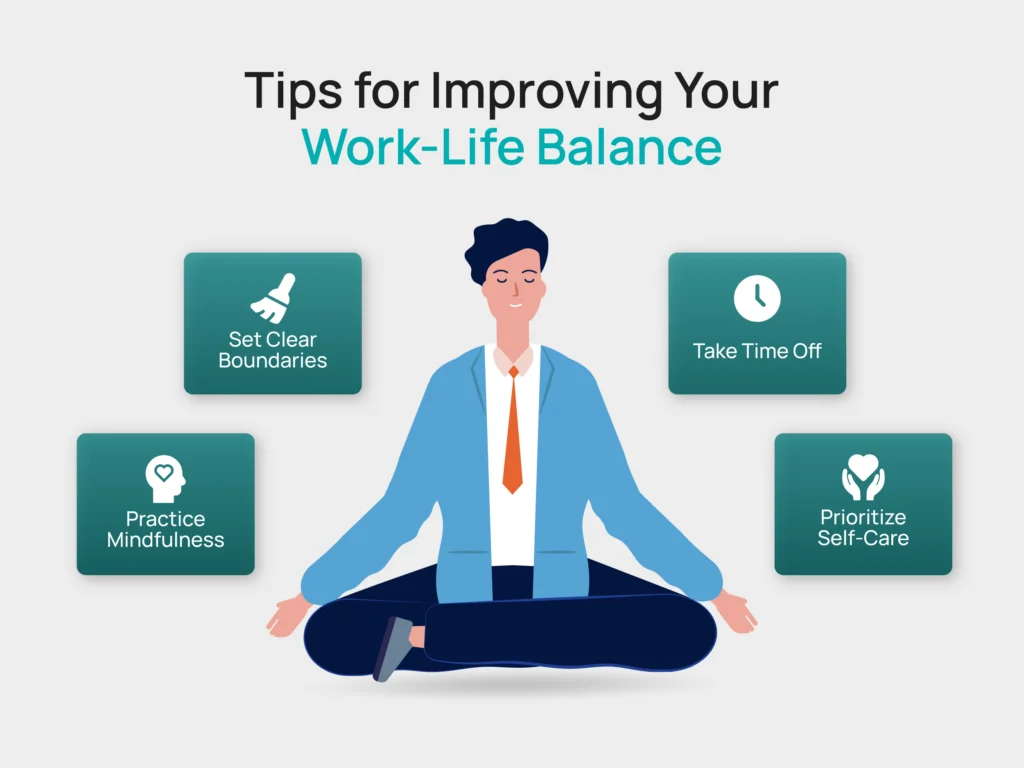 A freelancer practicing self-care for better work-life balance.