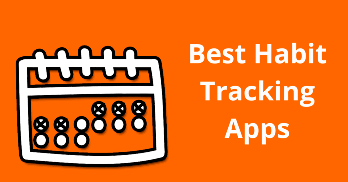 A habit-tracking app on a smartphone, captioned “Track habits for self-improvement success.”